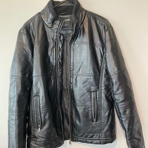 Faux leather bomber jacket